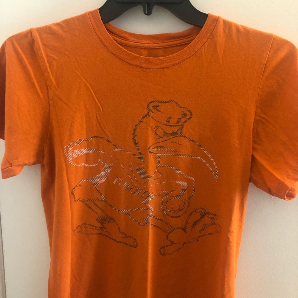 Mens S Miami orange Adidas short sleeved shirt